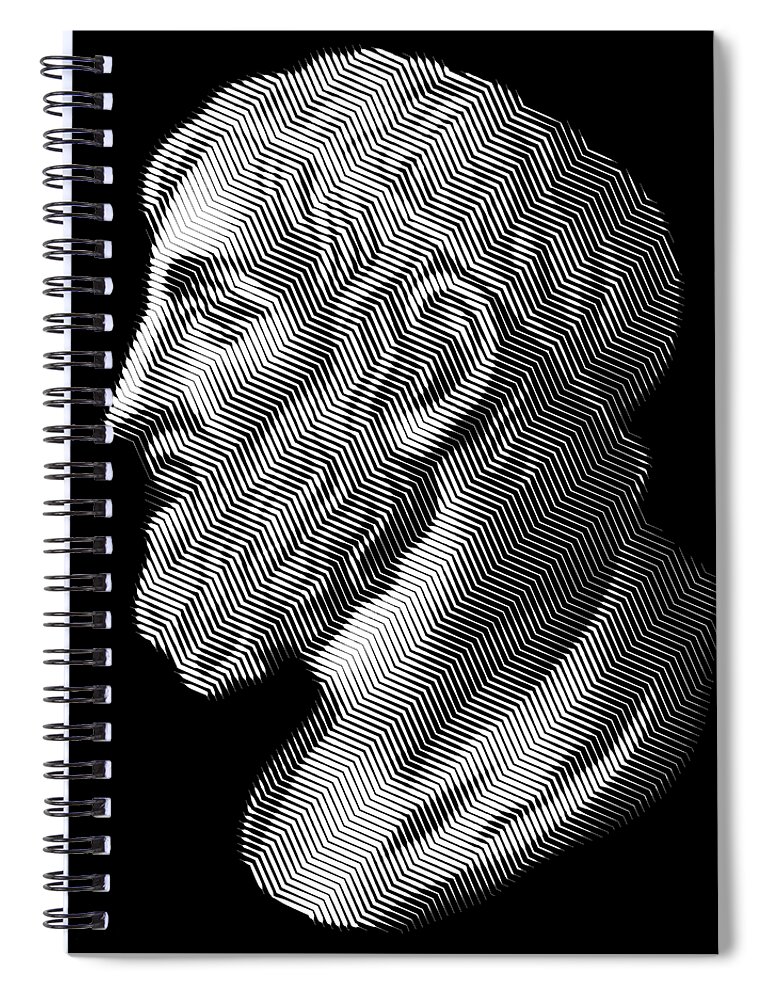 Education Spiral Notebook featuring the digital art Greek mathematician, engineer and inventor Archimedes, portrait by Cu Biz