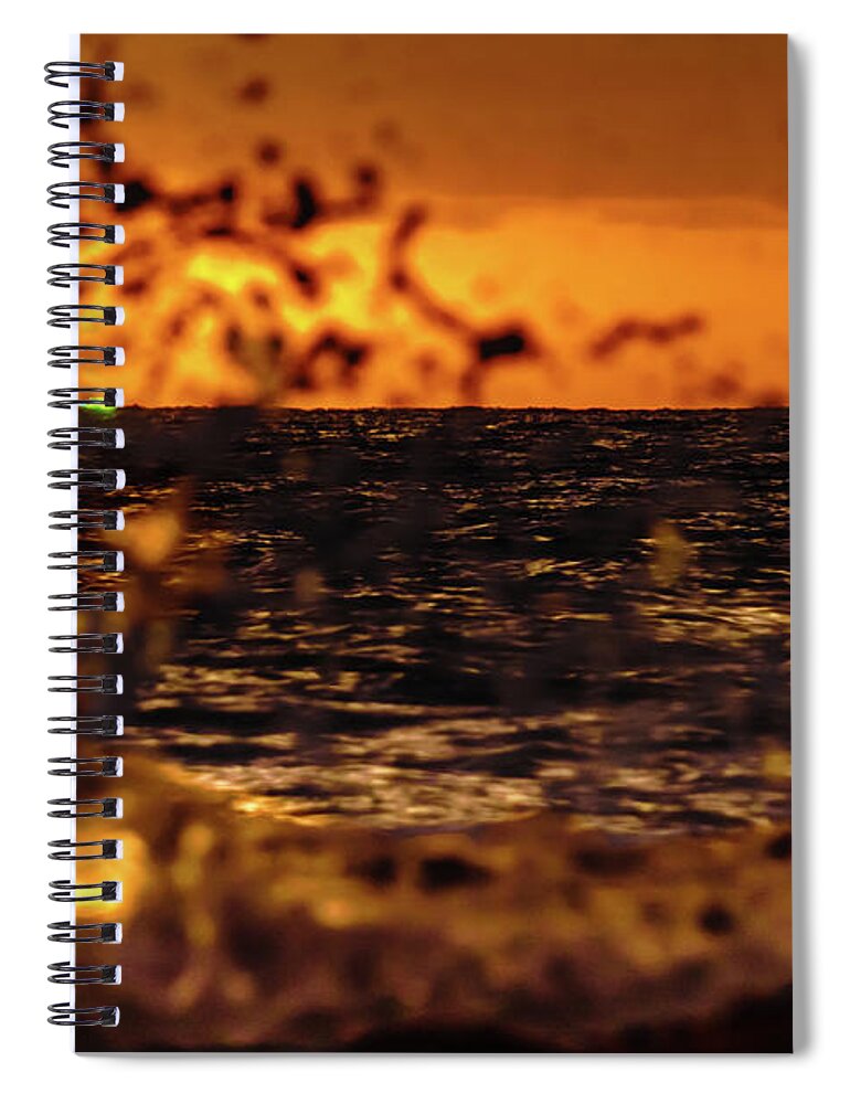 Hawaii Spiral Notebook featuring the photograph Green Flash with Wave Crash by John Bauer
