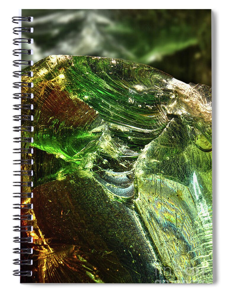 Green Glass Spiral Notebook featuring the photograph Green Glowing Glass by Phil Perkins