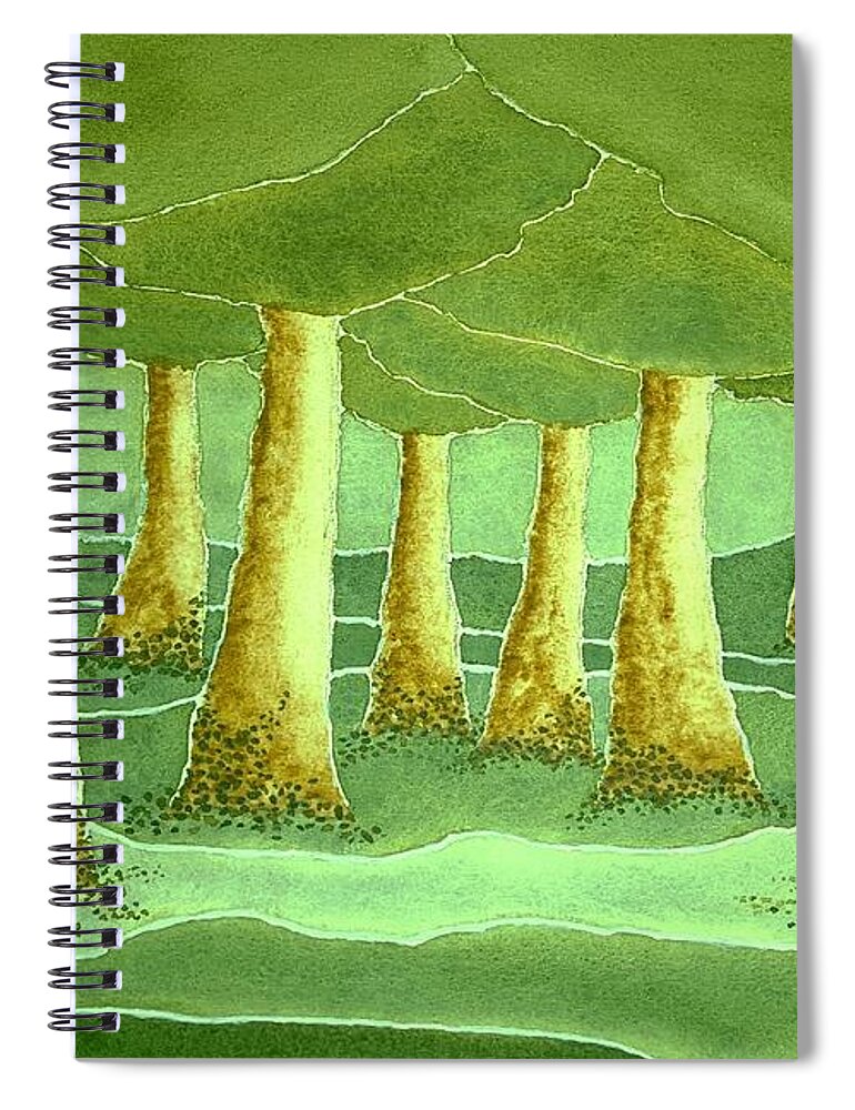 Watercolor Spiral Notebook featuring the painting Green Grove by John Klobucher