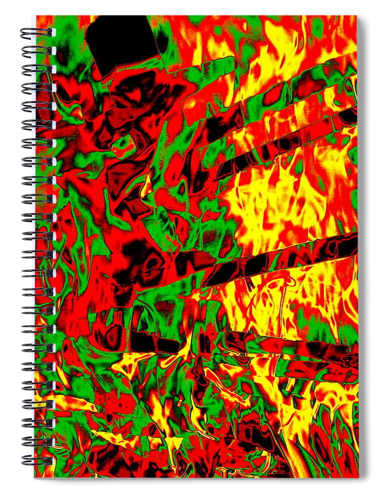 Flame Spiral Notebook featuring the digital art Green Heat by Larry Beat