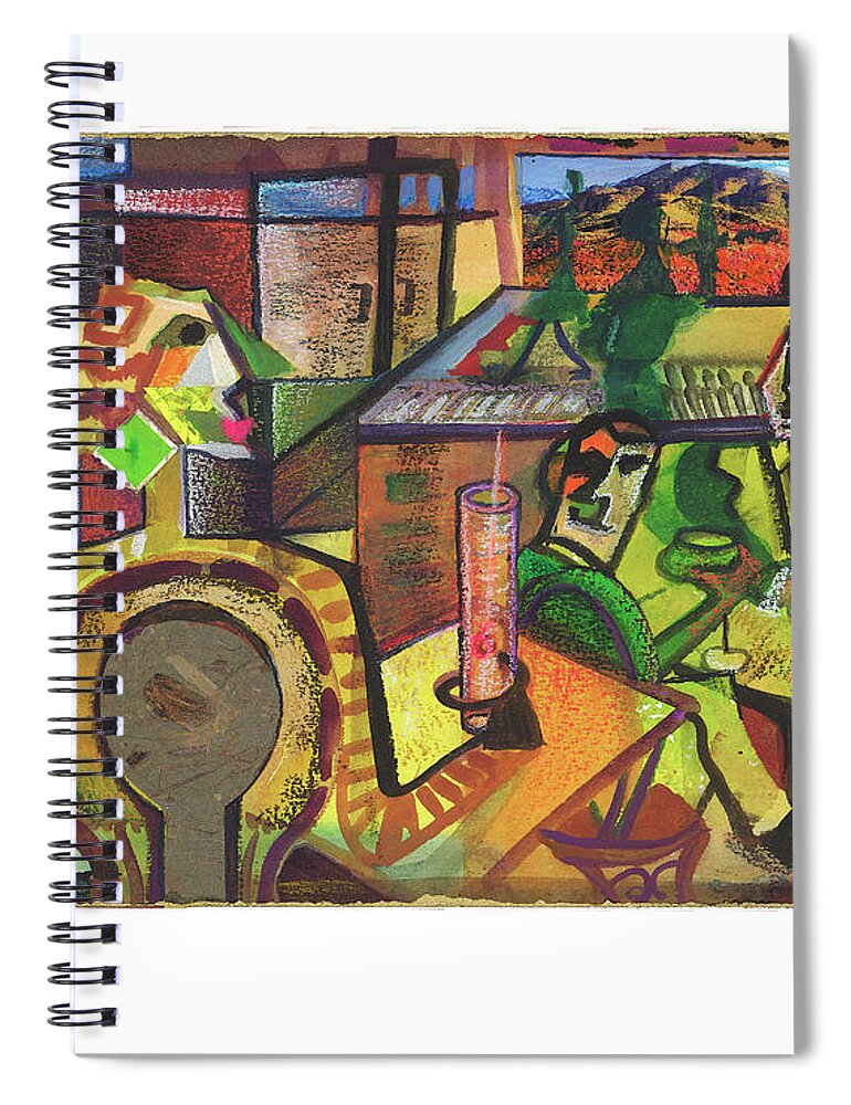  Spiral Notebook featuring the painting Picassos Cafe #2 by Cherie Salerno