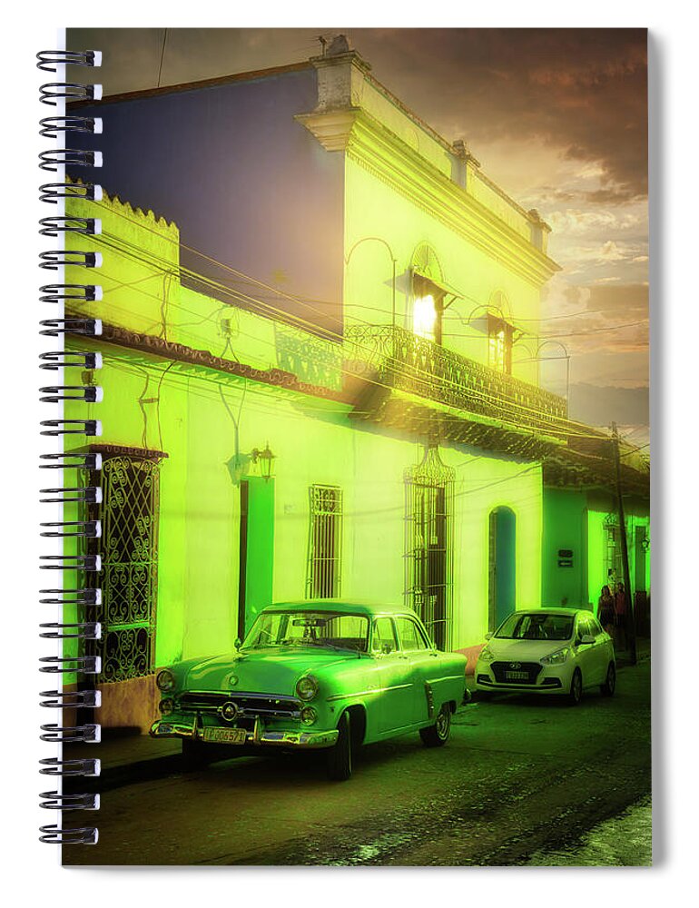 Cuba Spiral Notebook featuring the photograph Green on gold by Micah Offman