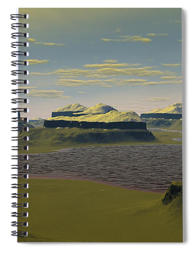 Exoplanet Spiral Notebook featuring the digital art Green Planet by Bernie Sirelson