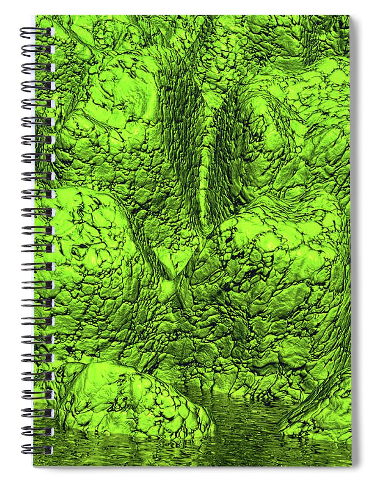 Green Spiral Notebook featuring the digital art Green Slime by Phil Perkins