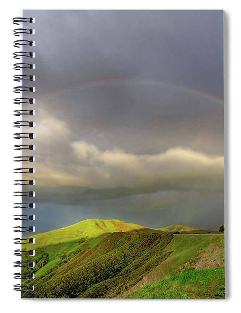 Clouds Spiral Notebook featuring the photograph Green Valley Rainbow by Beth Sargent