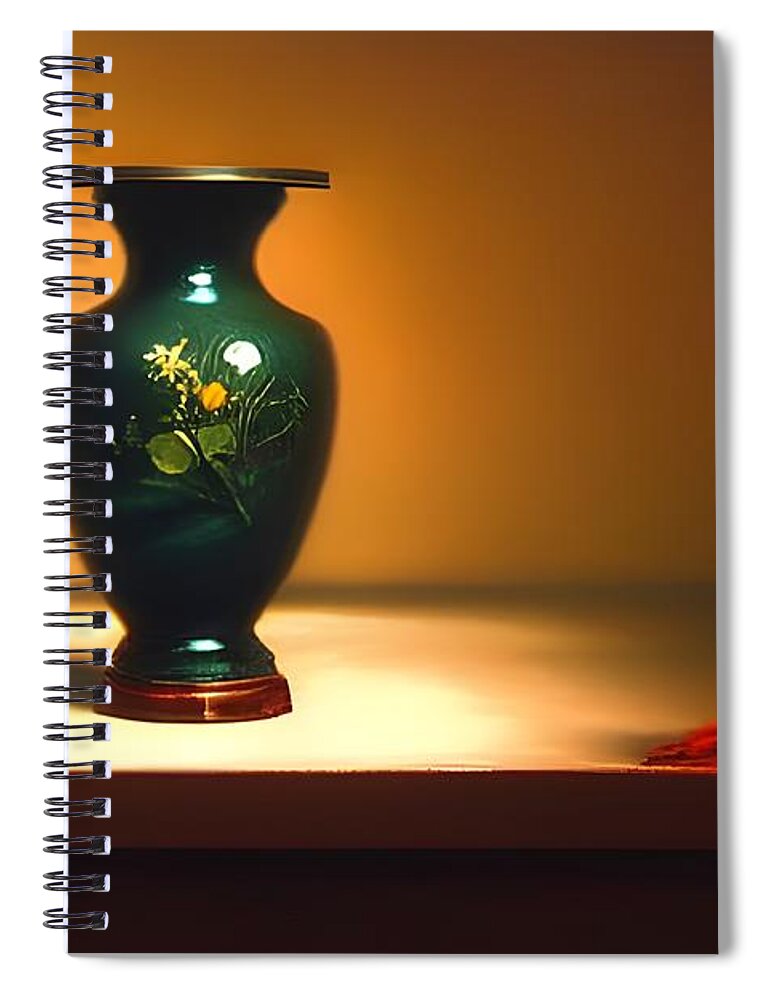 Digital Spiral Notebook featuring the digital art Green Vase by Beverly Read
