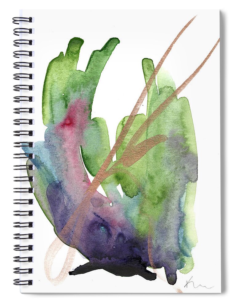 Green Spiral Notebook featuring the painting Greeting Card 14 by Katrina Nixon