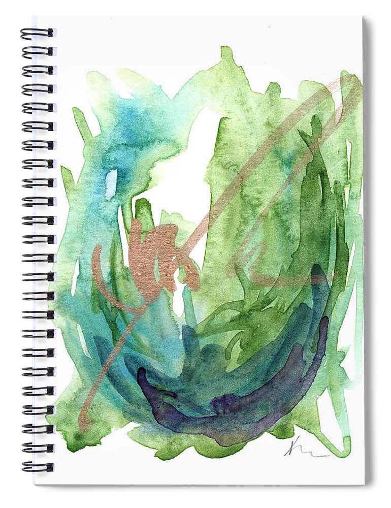 Green Spiral Notebook featuring the painting Greeting Card 6 by Katrina Nixon