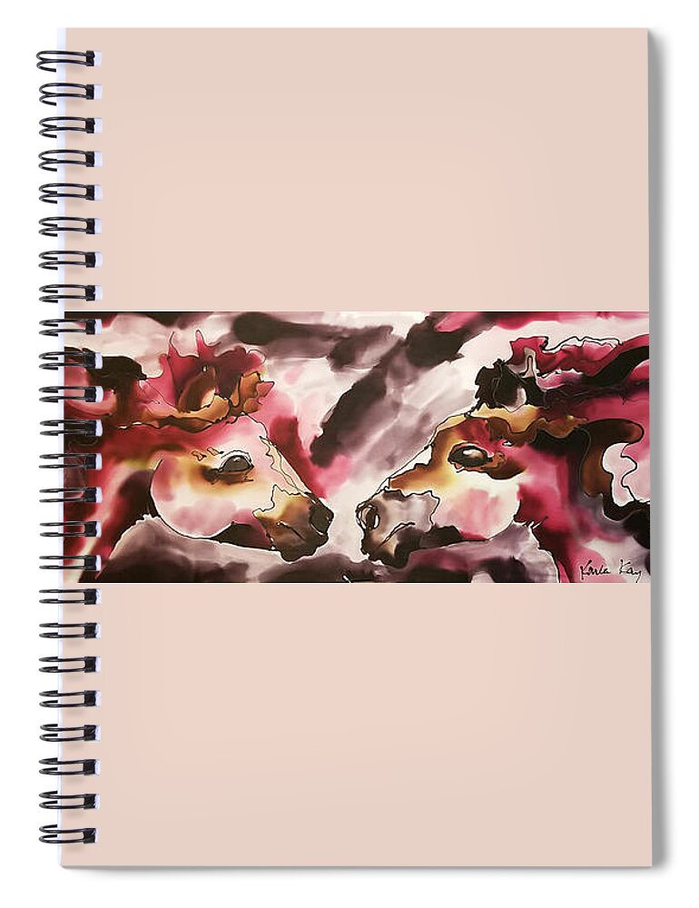 Horse Spiral Notebook featuring the painting Greeting horses by Karla Kay Benjamin