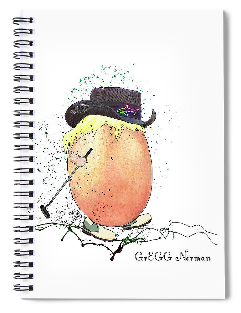 Egg Spiral Notebook featuring the mixed media GrEGG Norman by Miki De Goodaboom
