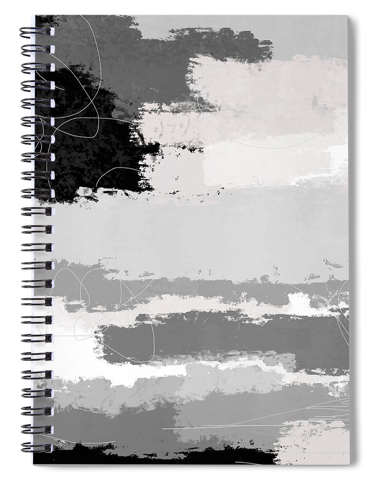 Grey Spiral Notebook featuring the digital art Grey Encounters by Amber Lasche