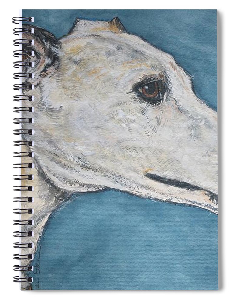 Pet Spiral Notebook featuring the painting Greyhound I by Alison Steiner