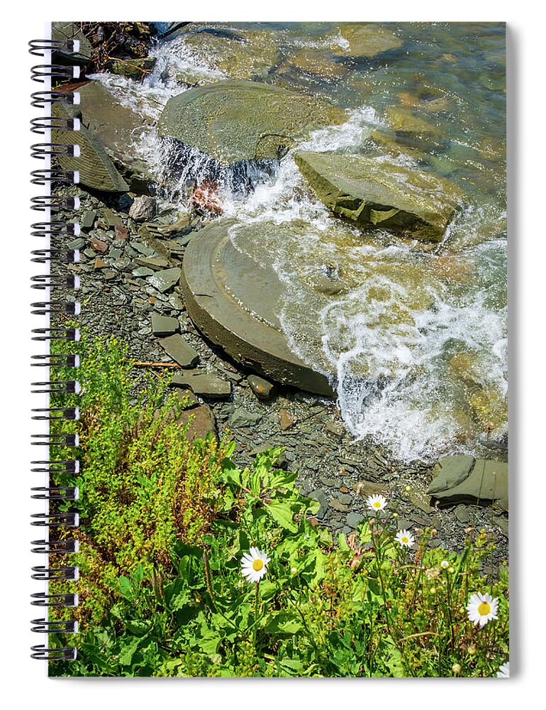 Historic Spiral Notebook featuring the photograph Grind Stones in Lake Huron by LeeAnn McLaneGoetz McLaneGoetzStudioLLCcom