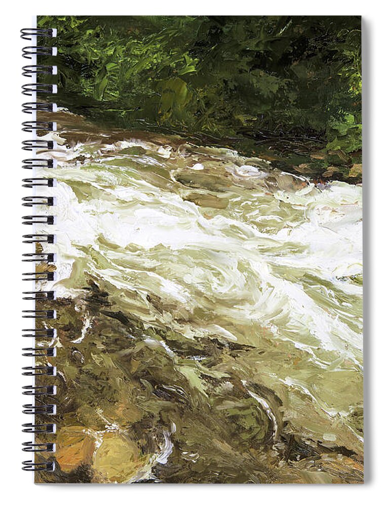 Grizzly Creek Spiral Notebook featuring the painting Grizzly Creek Spring Melt #6 by Hone Williams