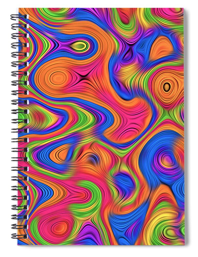 Abstract Spiral Notebook featuring the digital art Groovy Abstract Pattern by Ronald Mills