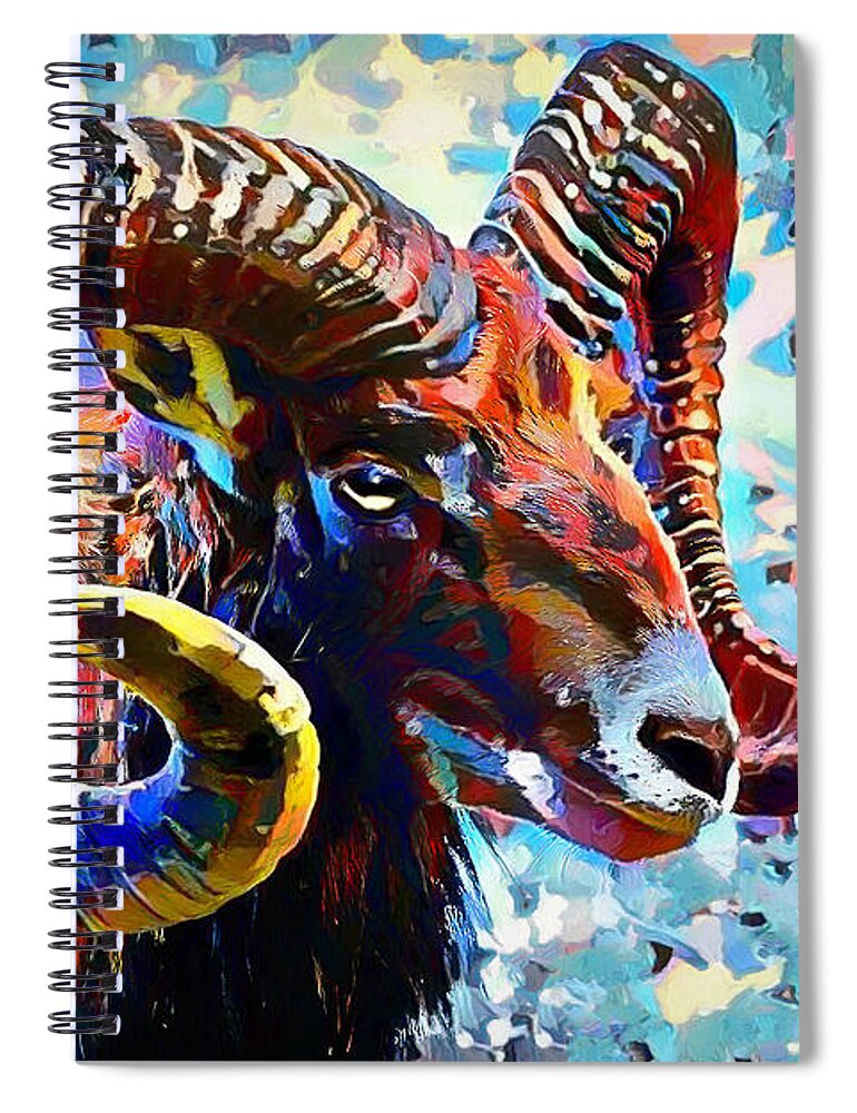 Animals Spiral Notebook featuring the digital art Groovy Ram by Pennie McCracken