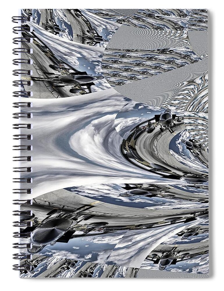 Fractal Spiral Notebook featuring the mixed media Ground Pounder by Stephane Poirier