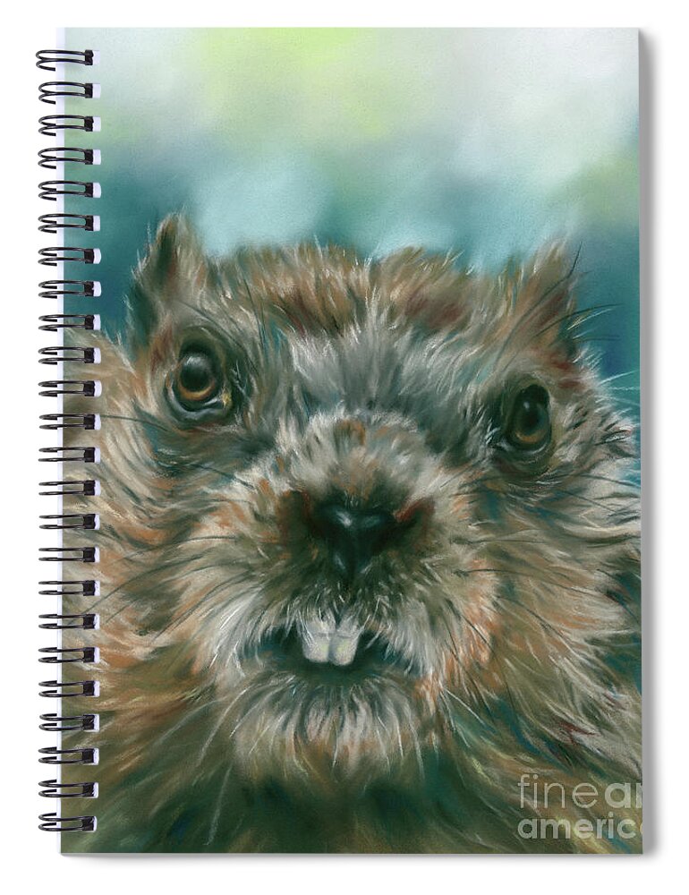 Animal Spiral Notebook featuring the painting Groundhog Day is On the Way by MM Anderson