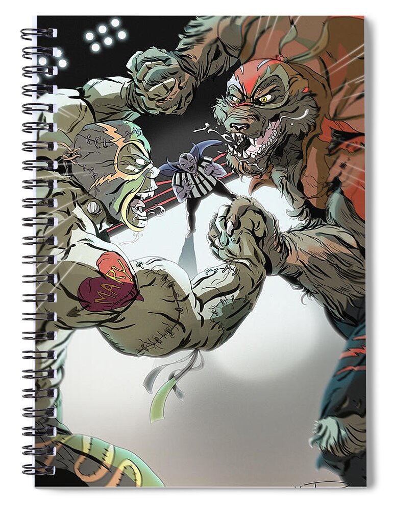 Monsters Spiral Notebook featuring the digital art Grudge match by Kynn Peterkin