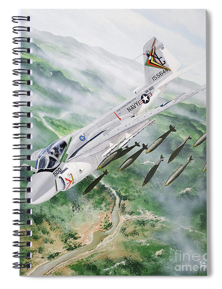 Aviation Spiral Notebook featuring the painting Grumman A-6 Intruder by Steve Ferguson