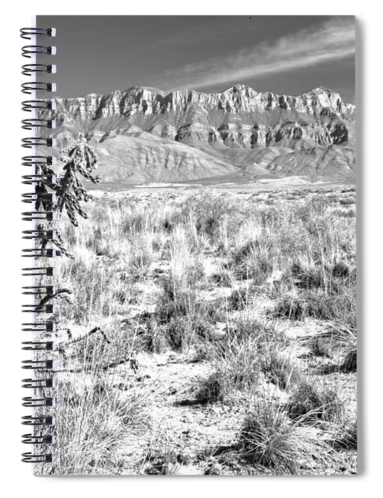 Guadalupe Spiral Notebook featuring the photograph Guadalupe Mountains Salt Basin Dune Landscape Black And White by Adam Jewell
