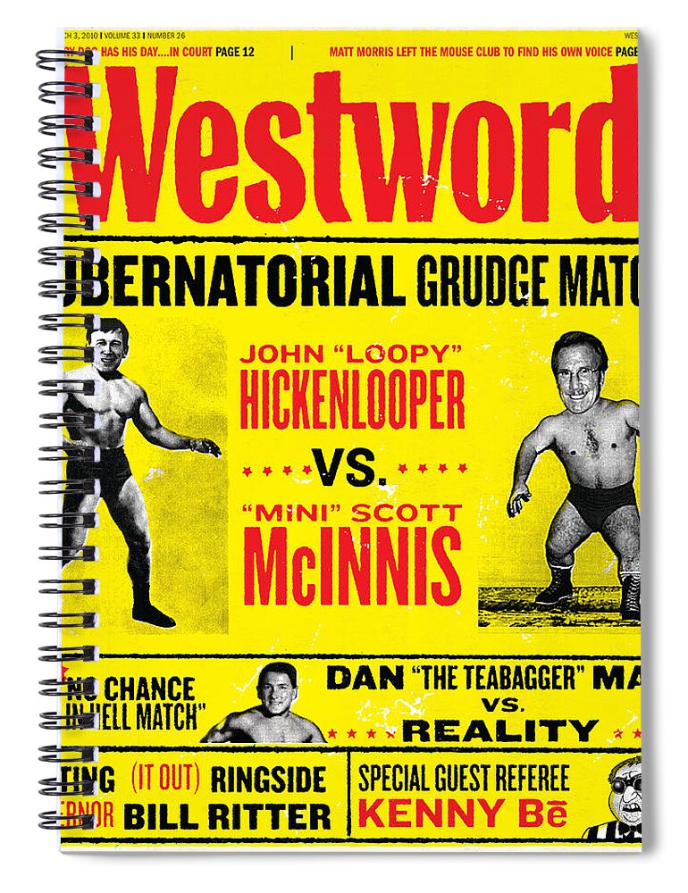 Westword Spiral Notebook featuring the digital art Gubenatorial Grudge Match by Westword