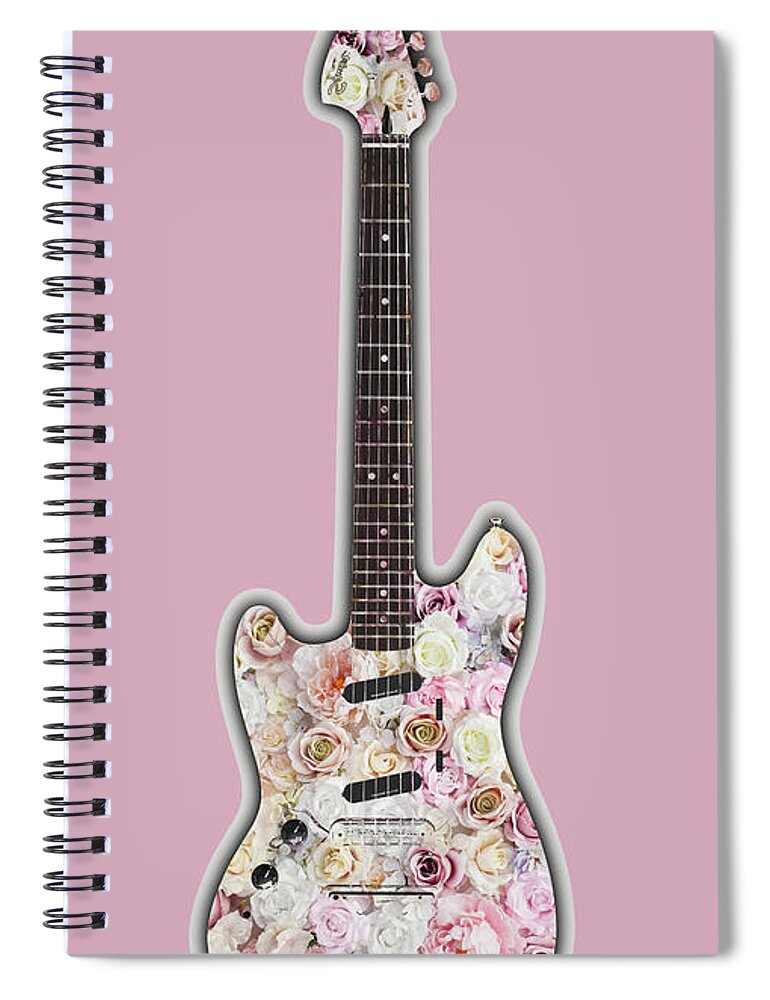 Guitar Spiral Notebook featuring the painting Guitar Flowers Floral by Tony Rubino