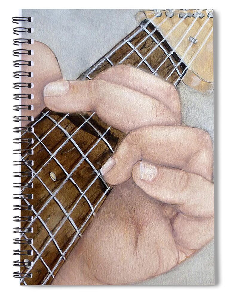 Guitar Strumming Spiral Notebook featuring the painting Guitar Strumming by Kelly Mills