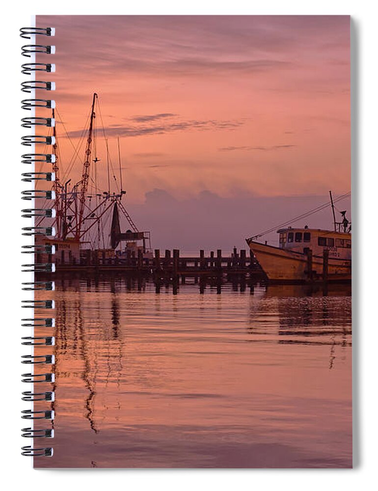 Shrimp Boats Spiral Notebook featuring the photograph Gulf and Bay Shrimpers by Ty Husak