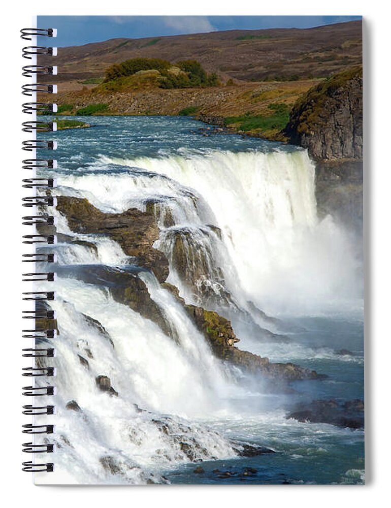 Iceland Waterfall Spiral Notebook featuring the photograph Gullfoss Waterfall by Rebecca Herranen