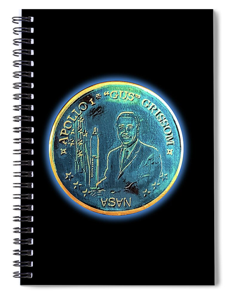 Wunderle Spiral Notebook featuring the mixed media Gus Grissom V1A by Wunderle