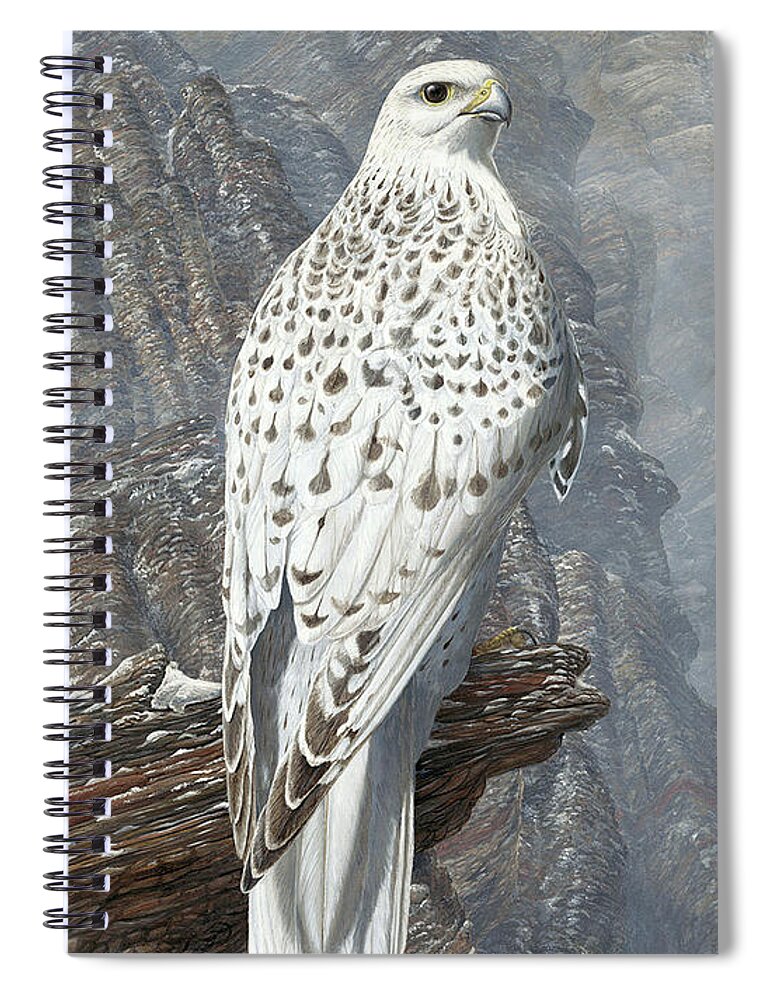 Gyrfalcon Spiral Notebook featuring the painting Gyrfalcon by Barry Kent MacKay