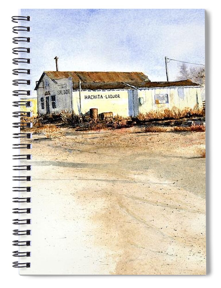 Old Saloon Spiral Notebook featuring the painting Hachita Saloon by John Glass