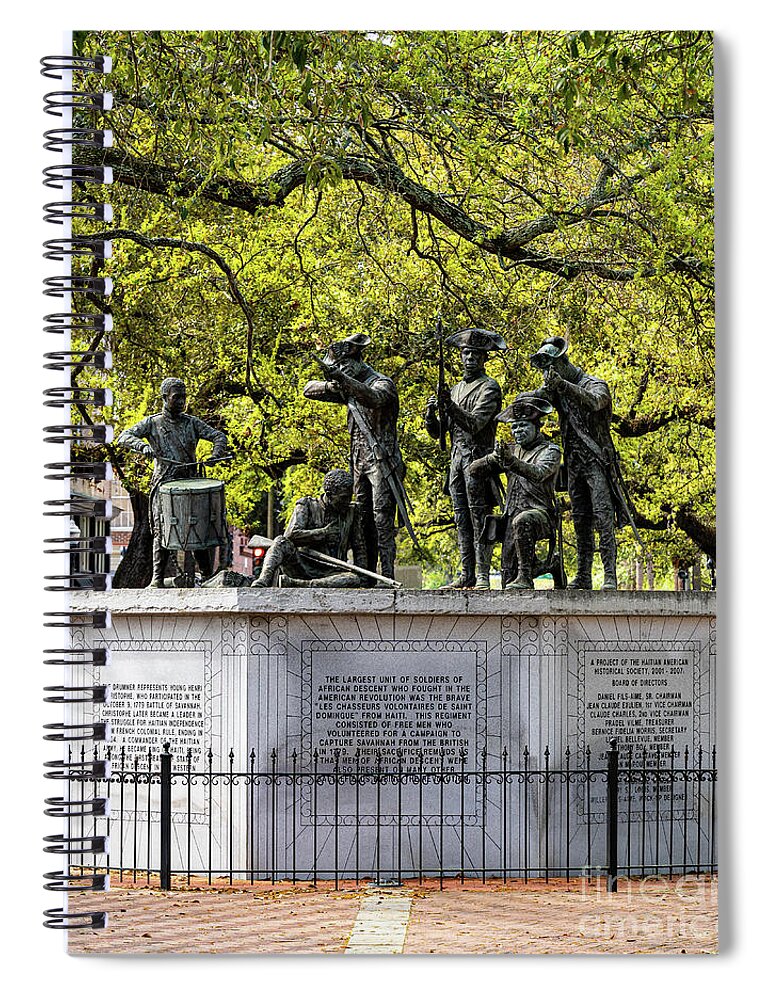 Architecture Spiral Notebook featuring the photograph Haitian Monument at Franklin Square - Savannah by Sanjeev Singhal