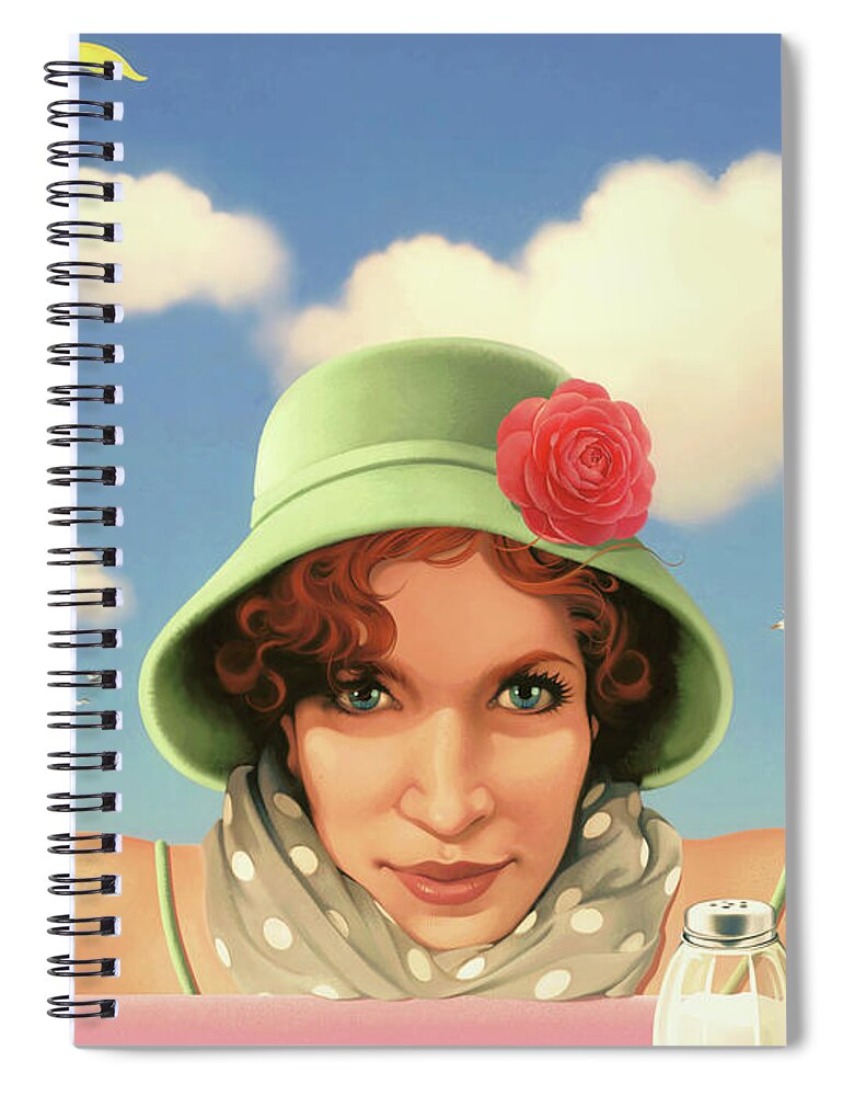 Pop Spiral Notebook featuring the mixed media Halcyon Days by Udo Linke