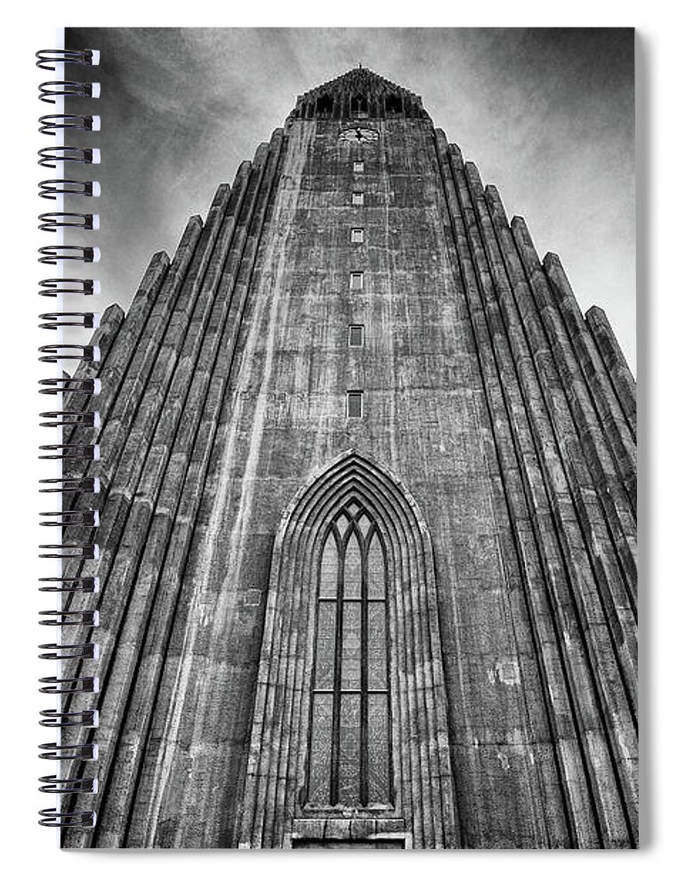 Hallgrimskirkja Spiral Notebook featuring the photograph Hallgrimskirkja Church 2 by Nigel R Bell