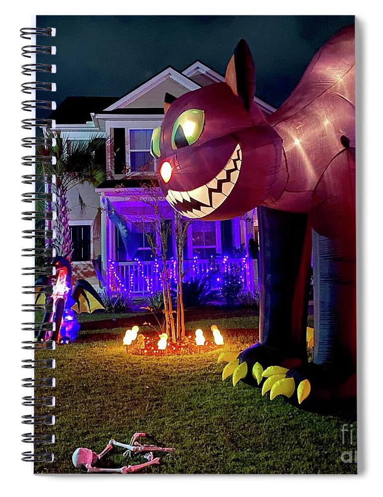 Halloween Spiral Notebook featuring the photograph Halloween Cat by Flavia Westerwelle