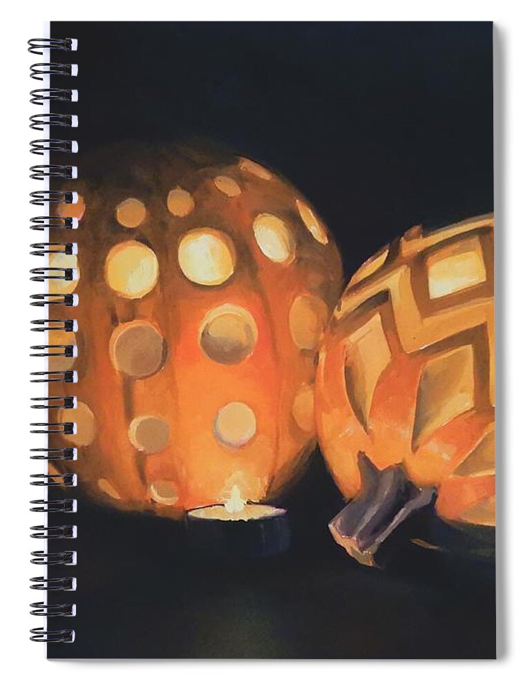 Halloween Spiral Notebook featuring the painting Halloween glow by K M Pawelec