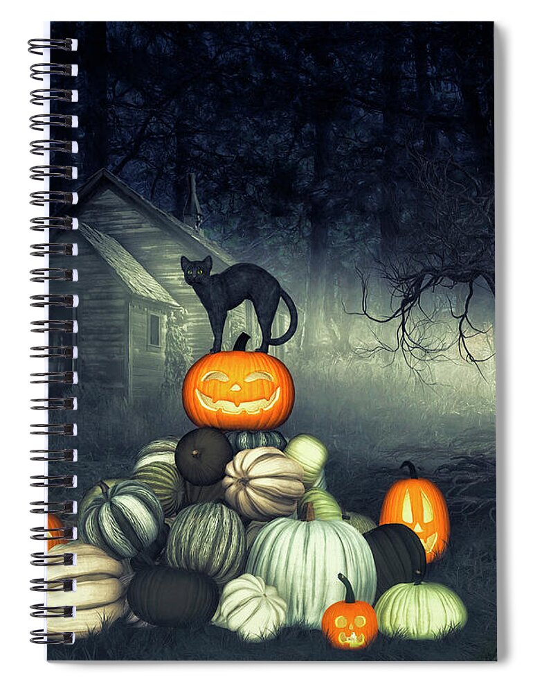 3d Spiral Notebook featuring the digital art Halloween by Jutta Maria Pusl
