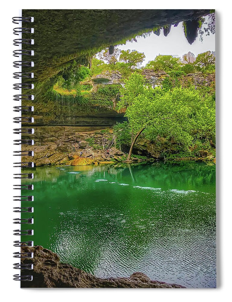 Hamiltonpool Spiral Notebook featuring the photograph Hamilton Pool Cave by Pam Rendall