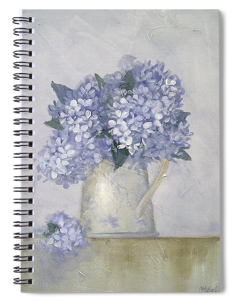 Blue Flowers Spiral Notebook featuring the painting Hampton blue flowers painting by Chris Hobel
