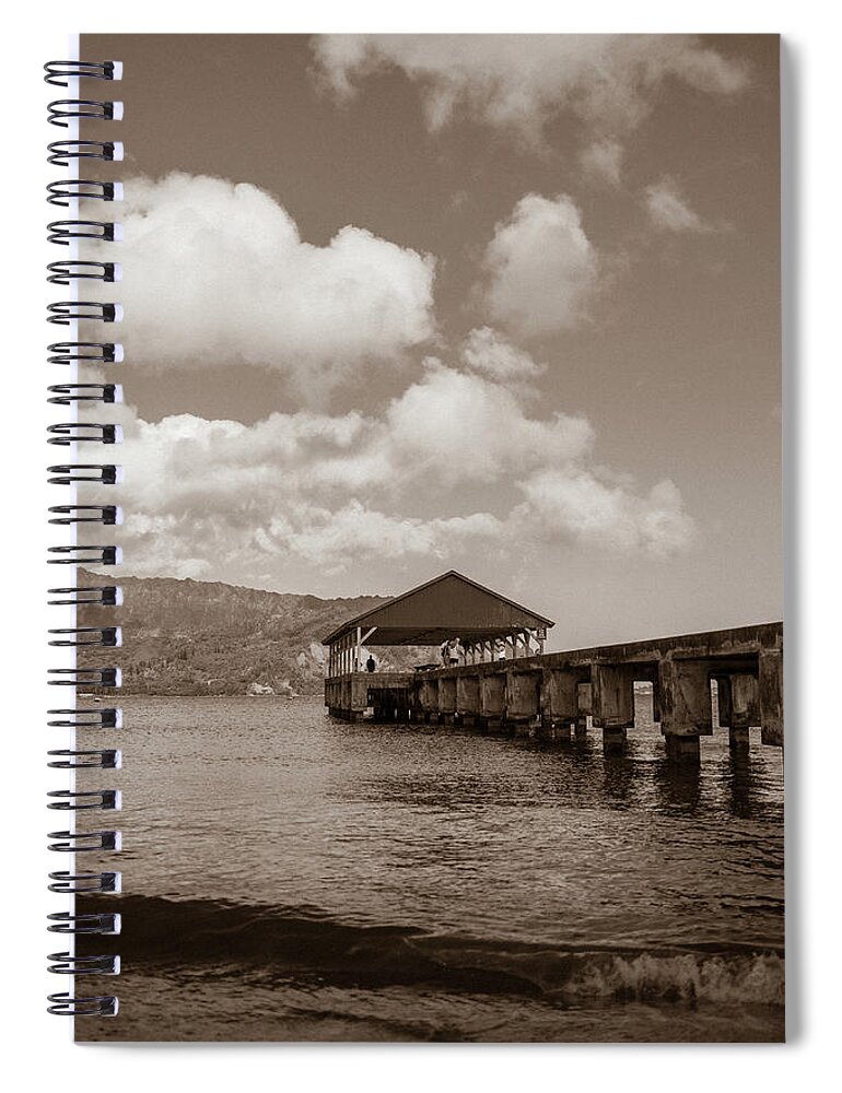Hawaii Spiral Notebook featuring the photograph Hanalei Pier by David Whitaker Visuals