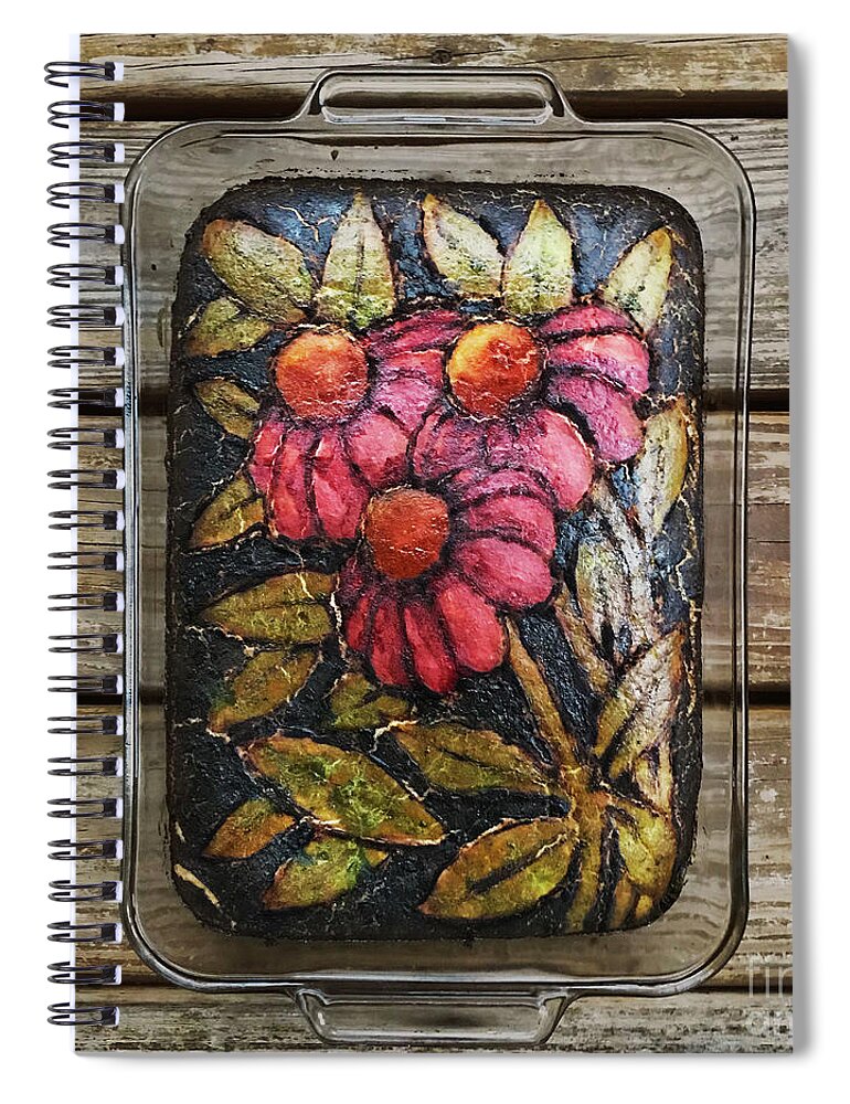 Bread Spiral Notebook featuring the photograph Hand Painted Purple Coneflower Trio Sourdough 3 by Amy E Fraser