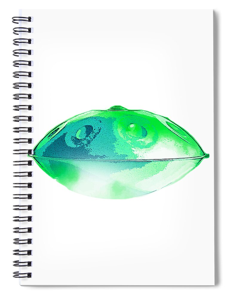 Handpan Spiral Notebook featuring the digital art Handpan green by Alexa Szlavics