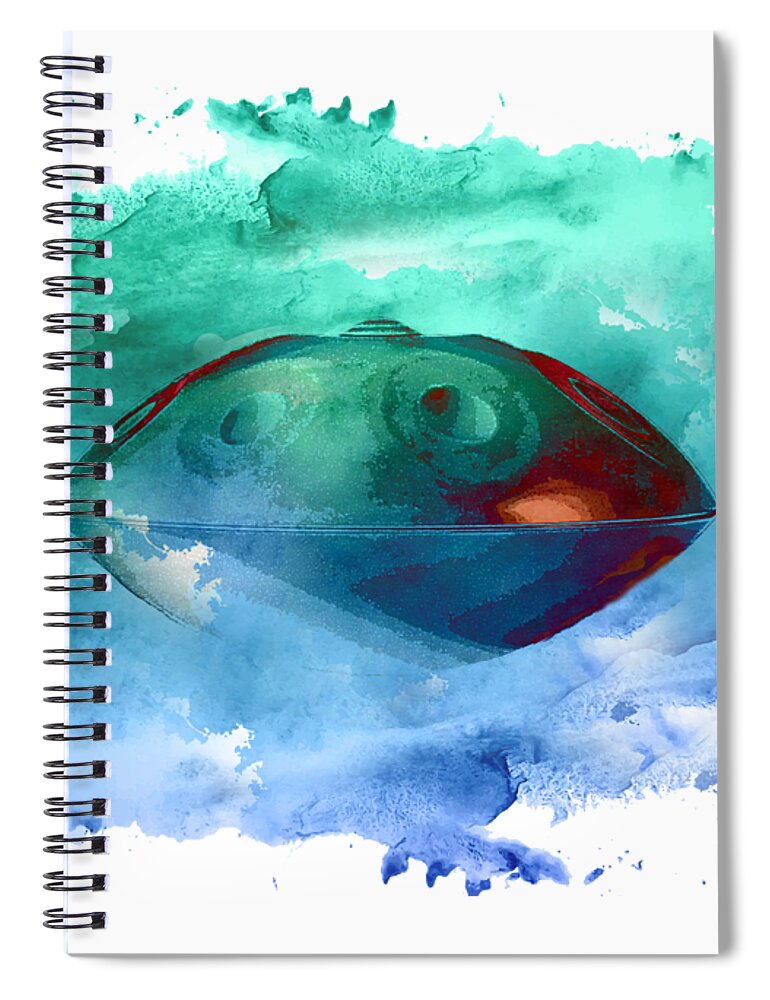 Handpan Spiral Notebook featuring the digital art Handpan in blue by Alexa Szlavics