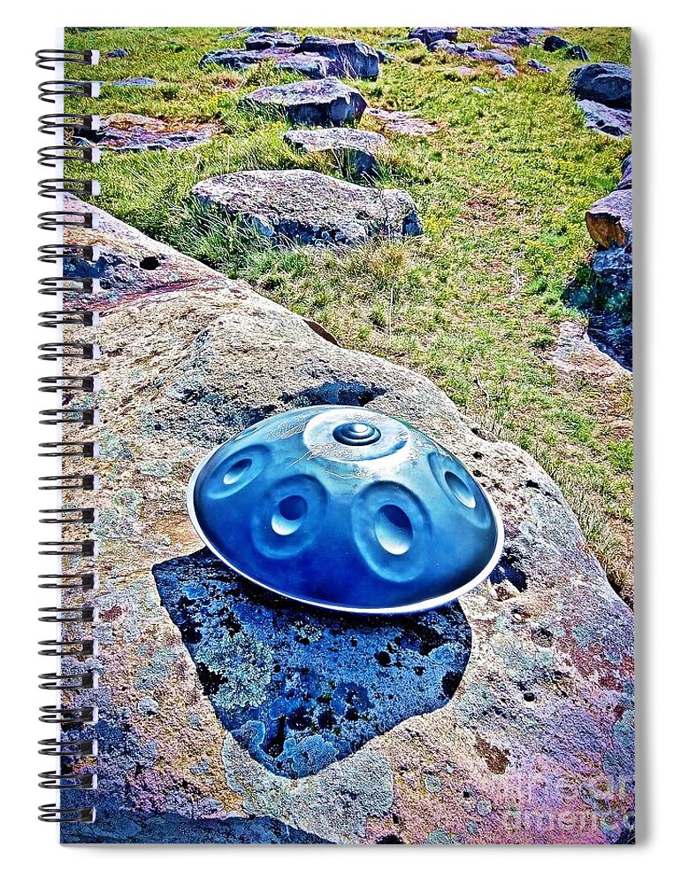 Handpan Spiral Notebook featuring the photograph Handpan on the rock by Alexa Szlavics