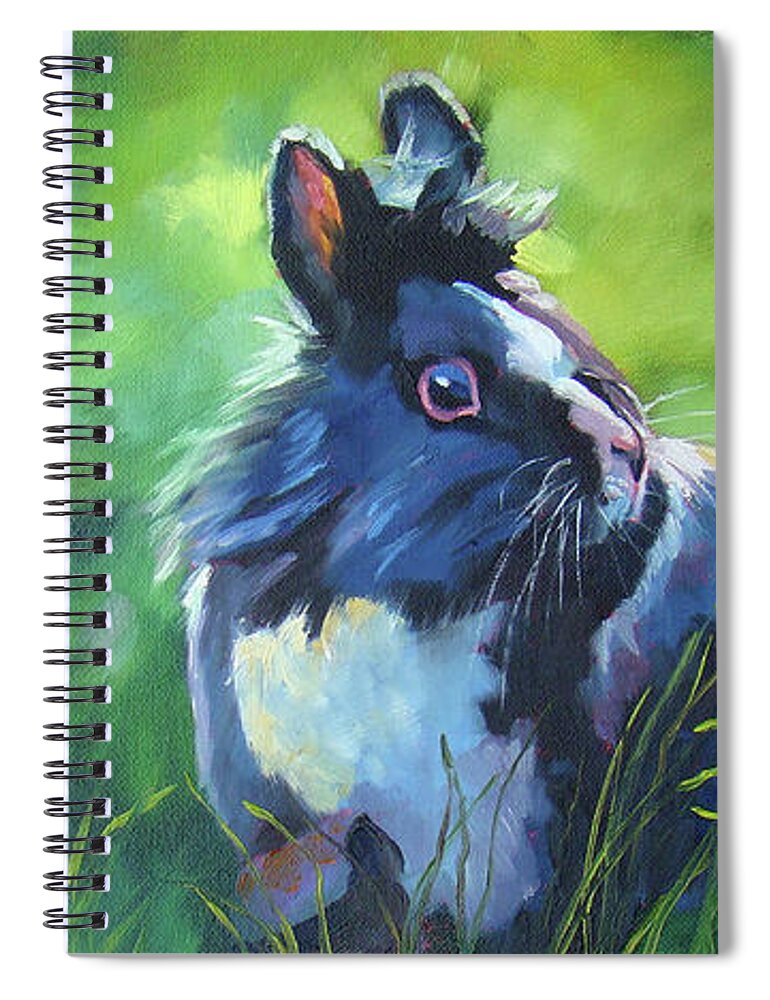 Bunny Spiral Notebook featuring the painting Handsome One by Marguerite Chadwick-Juner