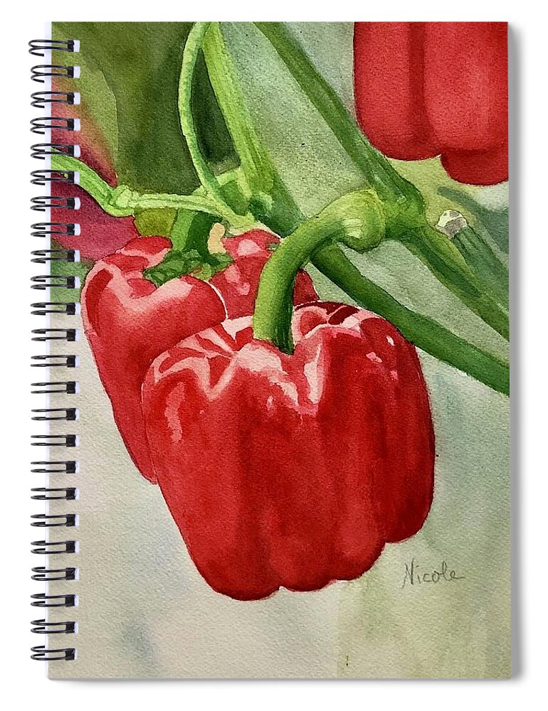 Pepper Spiral Notebook featuring the painting Hang in There by Nicole Curreri