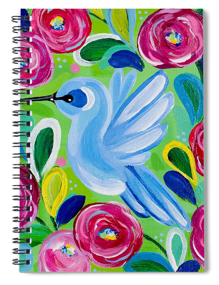 Hummingbird Spiral Notebook featuring the painting Hanging Around by Beth Ann Scott